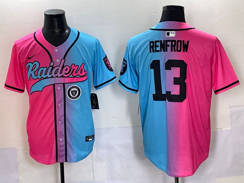 Men 2025 Oakland Raiders #13 Renfrow Blue pink Nike Limited NFL Jersey 009